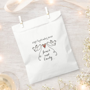 Personalised White Doves Wedding Favour Bags