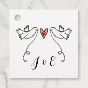 Personalised White Doves Wedding Favour Tags