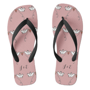 Personalised White Doves Wedding Flip Flops