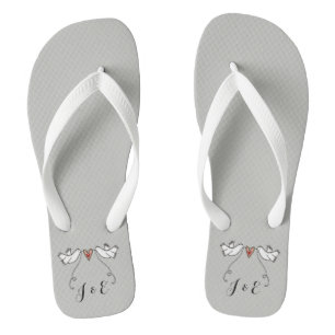 Personalised White Doves Wedding Flip Flops