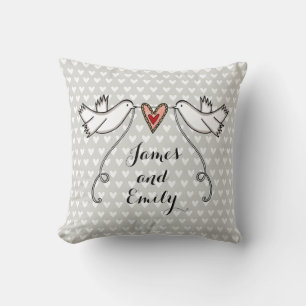Personalised White Doves Wedding Gift Cushion