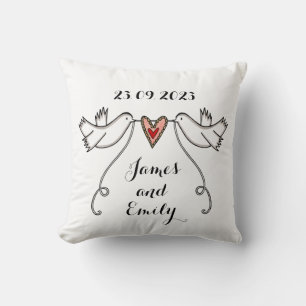 Personalised White Doves Wedding Gift Cushion