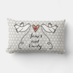 Personalised White Doves Wedding Gift Cushion