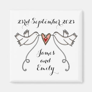 Personalised White Doves Wedding Magnet Favour