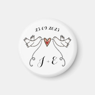 Personalised White Doves Wedding Magnet Favour