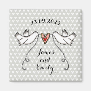 Personalised White Doves Wedding Magnet Favour
