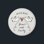 Personalised White Doves Wedding Magnet Favour<br><div class="desc">An illustration of 2 beautiful doves holding flowing ribbon with a love heart attached.</div>