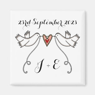Personalised White Doves Wedding Magnet Favour