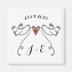 Personalised White Doves Wedding Magnet Favour