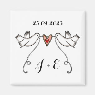 Personalised White Doves Wedding Magnet Favour