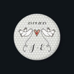 Personalised White Doves Wedding Magnet Favour<br><div class="desc">An illustration of 2 beautiful doves holding flowing ribbon with a love heart attached.</div>