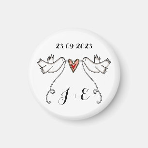 Personalised White Doves Wedding Magnet Favour