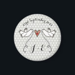 Personalised White Doves Wedding Magnet Favour<br><div class="desc">An illustration of 2 beautiful doves holding flowing ribbon with a love heart attached.</div>