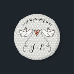 Personalised White Doves Wedding Magnet Favour<br><div class="desc">An illustration of 2 beautiful doves holding flowing ribbon with a love heart attached.</div>
