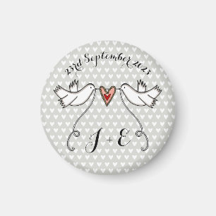 Personalised White Doves Wedding Magnet Favour