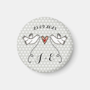 Personalised White Doves Wedding Magnet Favour