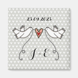 Personalised White Doves Wedding Magnet Favour