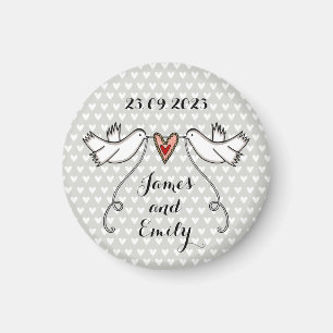 Personalised White Doves Wedding Magnet Favour