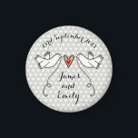 Personalised White Doves Wedding Magnet Favour<br><div class="desc">An illustration of 2 beautiful doves holding flowing ribbon with a love heart attached.</div>