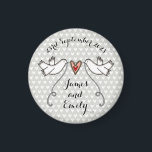 Personalised White Doves Wedding Magnet Favour<br><div class="desc">An illustration of 2 beautiful doves holding flowing ribbon with a love heart attached.</div>