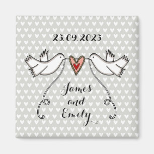 Personalised White Doves Wedding Magnet Favour