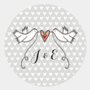 Personalised White Doves Wedding Sticker