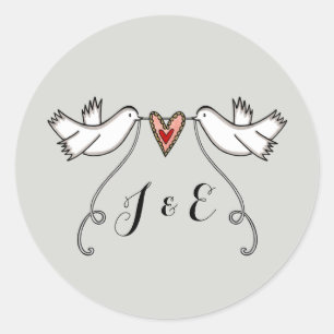 Personalised White Doves Wedding Sticker