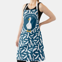 Personalised White Duck Feathers Pattern Navy Blue