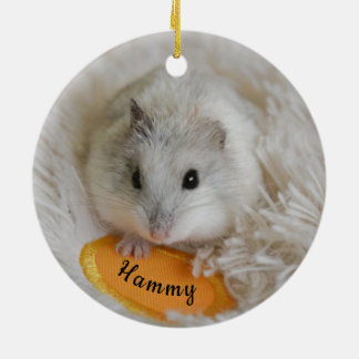 Personalised White Dwarf Hamster Pet Ceramic Tree Decoration