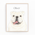 Personalised White English Bulldog Art Print<br><div class="desc">I am in love with this beautifully detailed watercolor illustration of a smiling white english bulldog dog! Personalise these art prints with your name or monogram to compliment your decor and change fonts by selecting the "edit using design tool" option at personalisation. Shop the rest of my collection for the...</div>