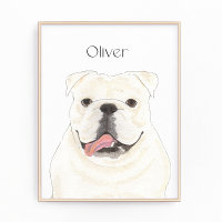 Personalised White English Bulldog Art Print