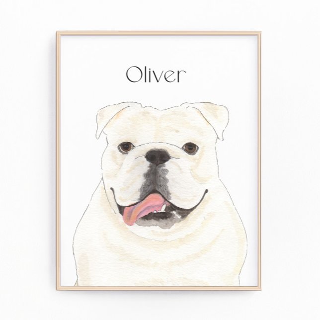 Personalised White English Bulldog Art Print (Creator Uploaded)