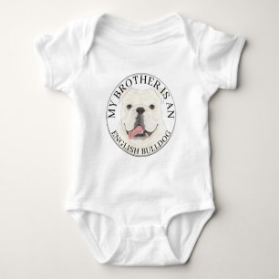 Personalised White English Bulldog Dog Baby Bodysuit