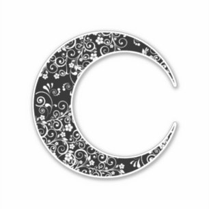 Personalised White Floral Crescent Moon Sticker