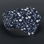 Personalised White Floral on Midnight Navy Tie<br><div class="desc">This dramatic midnight navy tie with white botanical florals creates a striking contrast perfect for evening weddings or black-tie affairs. Sophisticated yet floral,  it’s ideal for grooms who want depth,  mood,  and a nod to nature while keeping a formal and polished appearance.</div>