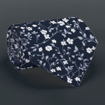 Personalised White Floral on Midnight Navy Tie<br><div class="desc">This dramatic midnight navy tie with white botanical florals creates a striking contrast perfect for evening weddings or black-tie affairs. Sophisticated yet floral,  it’s ideal for grooms who want depth,  mood,  and a nod to nature while keeping a formal and polished appearance.</div>