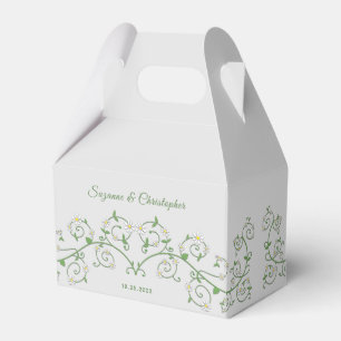 Personalised White Floral Vine Heart Grey Gable Favour Box