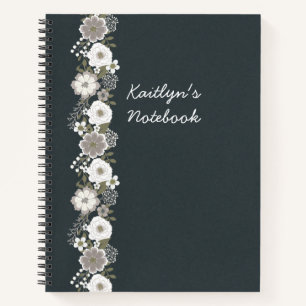 Personalised White Flowers Notebook