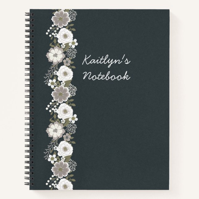Personalised White Flowers Notebook (Front)