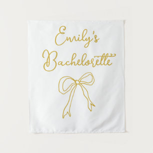 Personalised White & Gold Bachelorette Photo Booth Tapestry
