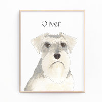 Personalised White & Grey Schnauzer Art