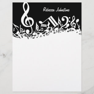 Personalised White Jumbled Musical Notes on Black