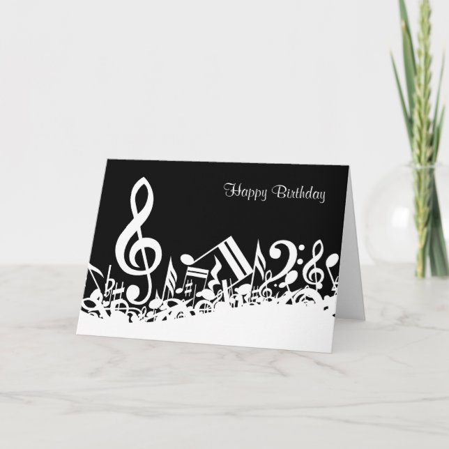 Personalised White Jumbled Musical Notes on Black (Front)