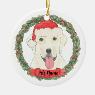Personalised White Labrador Christmas Ceramic Tree Decoration