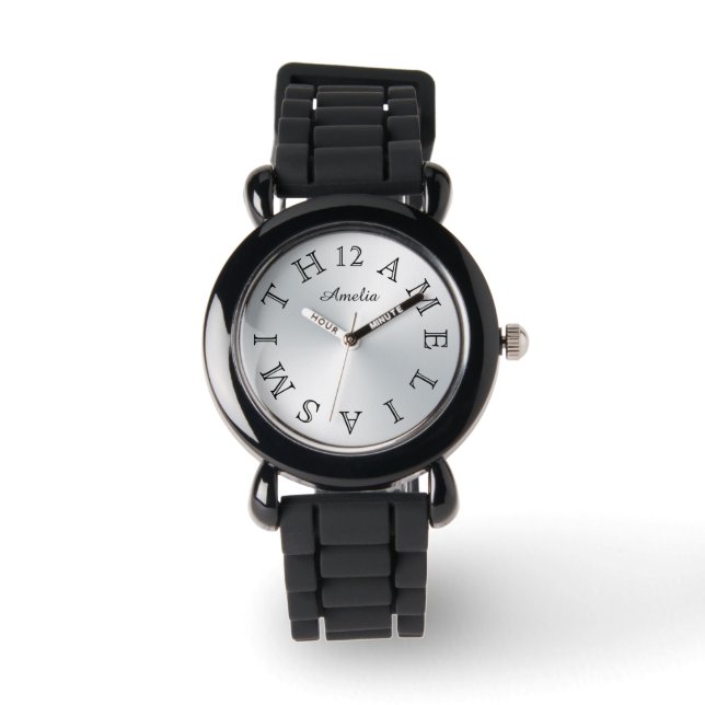 Personalised White Letter Dial Metal Gradient Watch (Front)