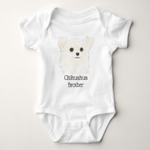 Personalised White Long Haired Chihuahua Dog Baby Bodysuit