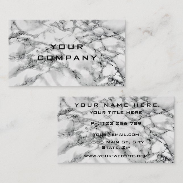 Personalised White Marble Business Card Template (Front/Back)