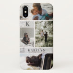 Personalised White Marble Custom 4 Photo Collage Case-Mate iPhone Case<br><div class="desc">Personalised White Marble Custom 4 Photo Collage with Monogram Initial Letter & name, or custom text. Makes a modern an stylish gift for family members, moms, dads, grandparents, and more. A gift they will cherish with your thoughtful photographs of kids, family, or pets! Personalised phone or wallet case! ~ Check...</div>