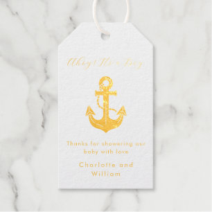 Personalised White Nautical Gold Foil Anchor Gift Tags