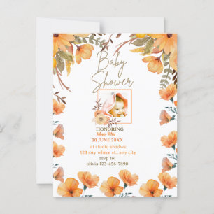 PERSONALISED WHITE ORANGEBABY SHOWER Invitation Postcard